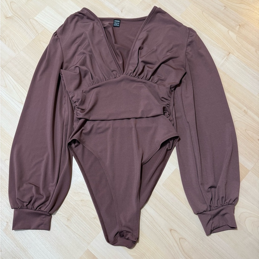 SHEIN Brown Long Sleeve Bodysuit - Picture 2 of 5